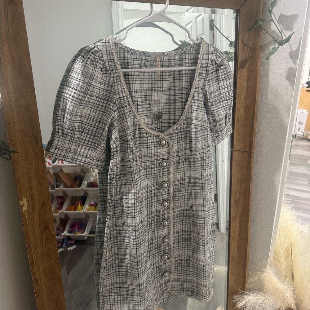 BNWT Free People Plaid Juni B Mini Dress - Picture 2 of 3